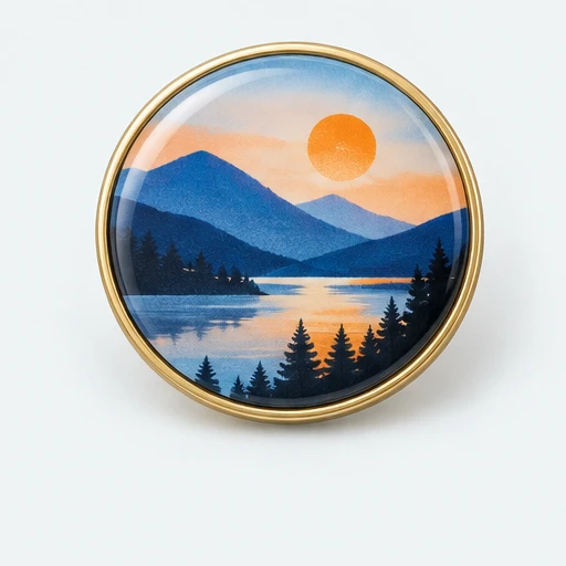 Illustrative full-color printed pins design